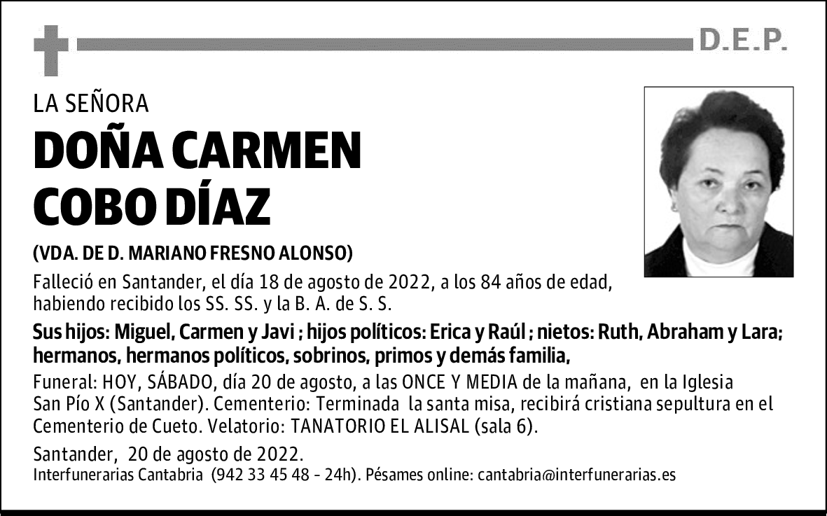 Dª. CARMEN COBO DÍAZ