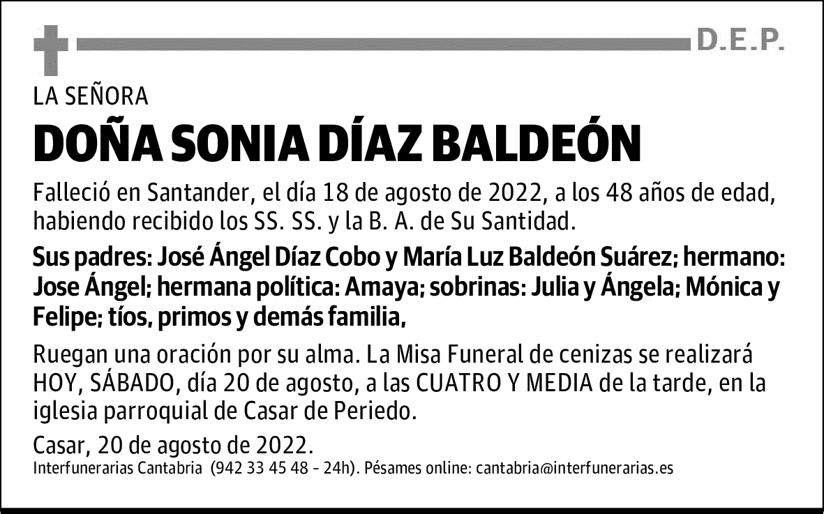 Dª. SONIA DÍAZ BALDEÓN