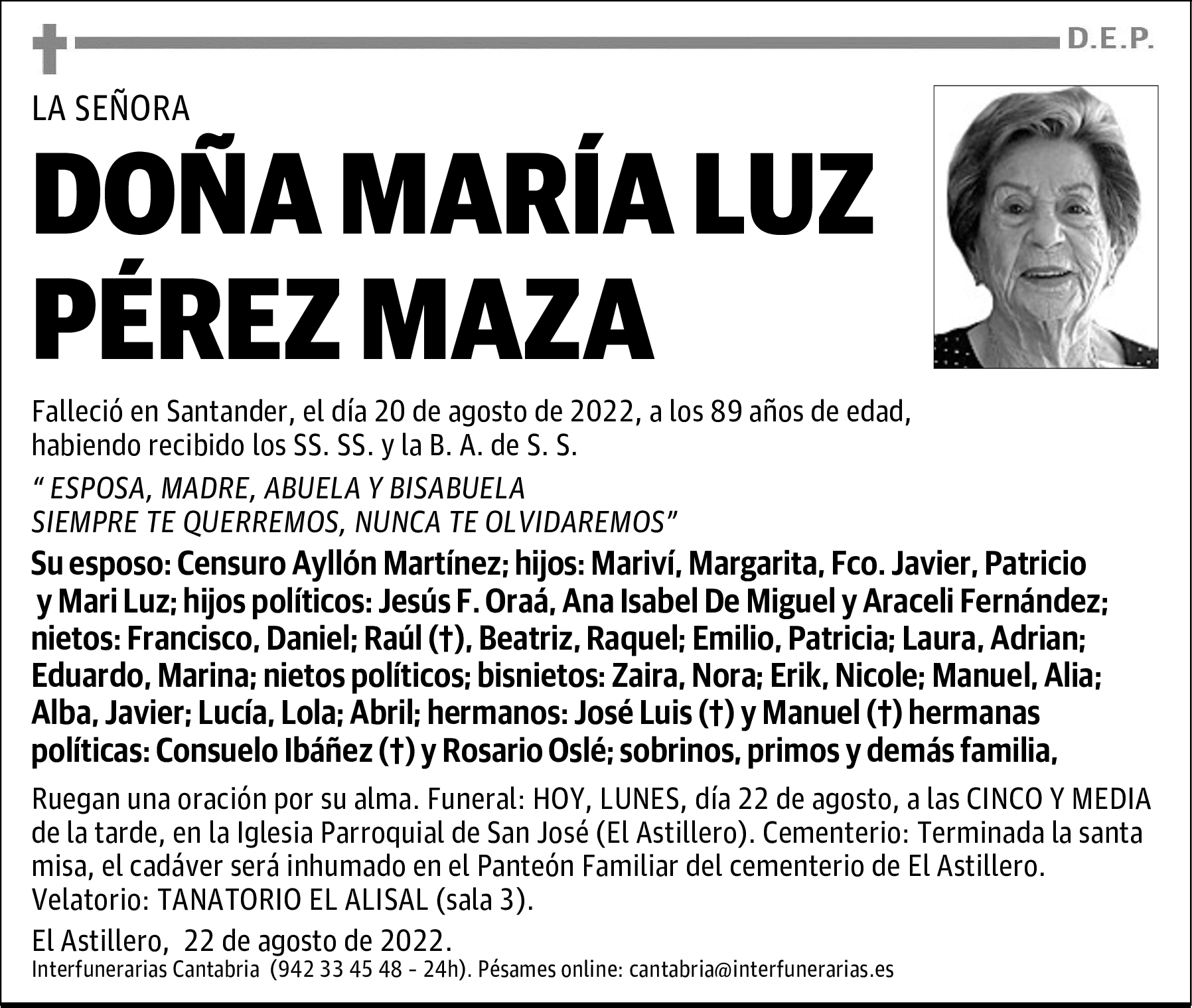 Dª. MARÍA LUZ PÉREZ MAZA