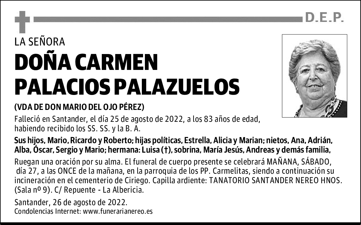 DOÑA CARMEN PALACIOS PALAZUELOS