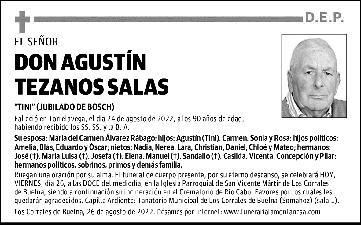 DON AGUSTÍN TEZANOS SALAS