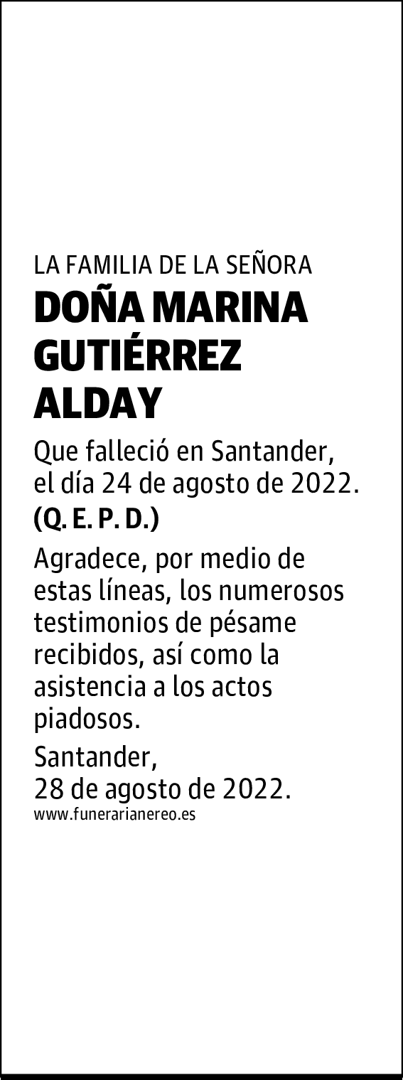 DOÑA MARINA GUTIÉRREZ ALDAY