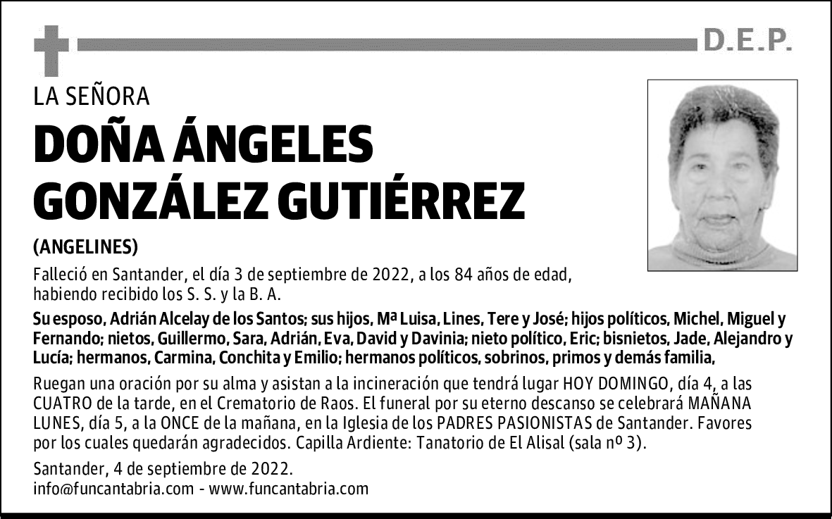 DOÑA ÁNGELES GONZÁLEZ GUTIÉRREZ