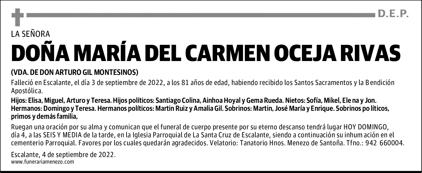 DOÑA MARÍA DEL CARMEN OCEJA RIVAS