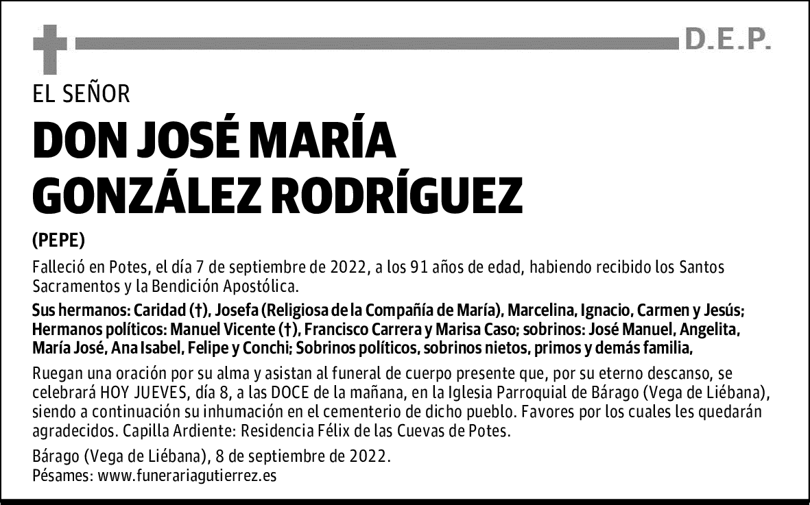 DON JOSÉ MARÍA GONZÁLEZ RODRÍGUEZ