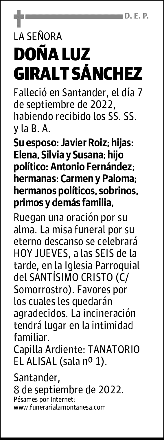 DOÑA LUZ GIRALT SÁNCHEZ