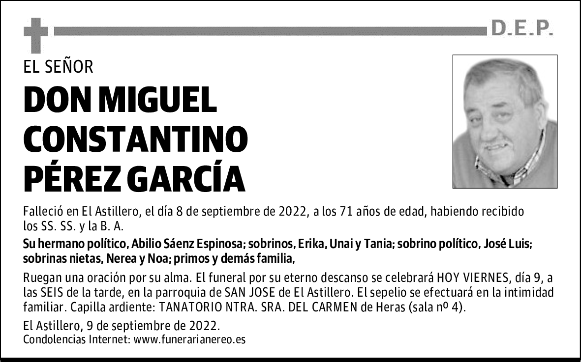 DON MIGUEL CONSTANTINO PÉREZ GARCÍA