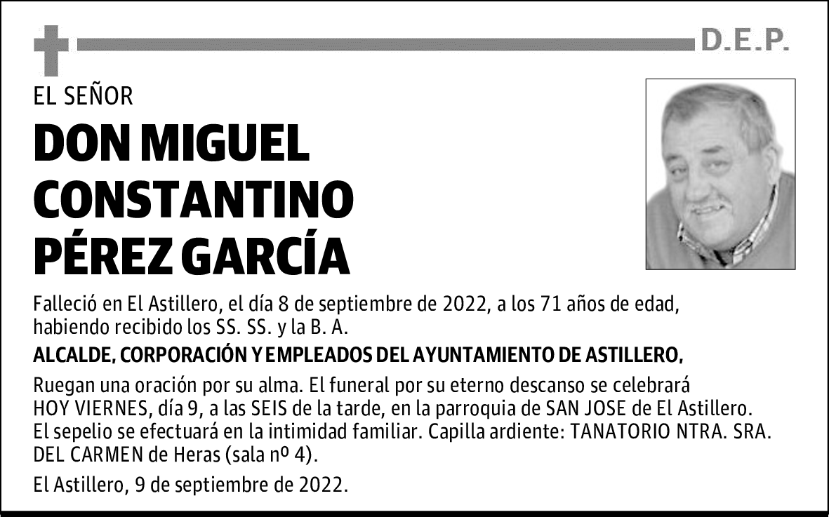DON MIGUEL CONSTANTINO PÉREZ GARCÍA