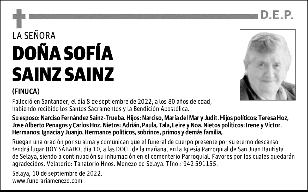 DOÑA SOFÍA SAINZ SAINZ