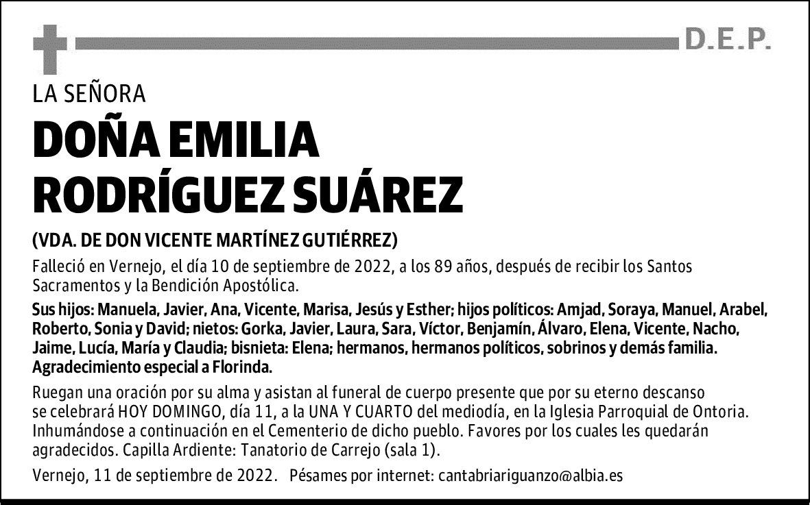 DOÑA EMILIA RODRÍGUEZ SUÁREZ