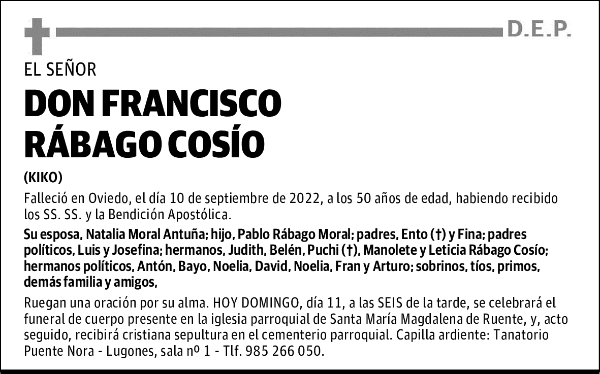 DON FRANCISCO RÁBAGO COSÍO