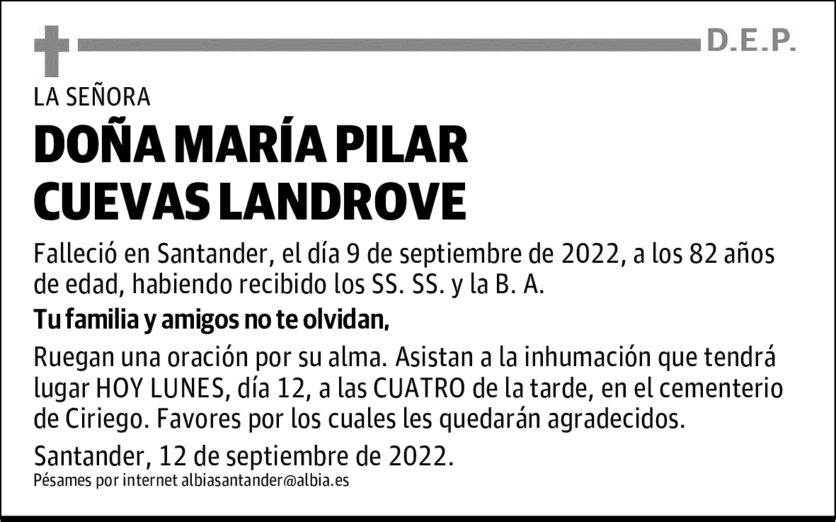 DOÑA MARÍA PILAR CUEVAS LANDROVE