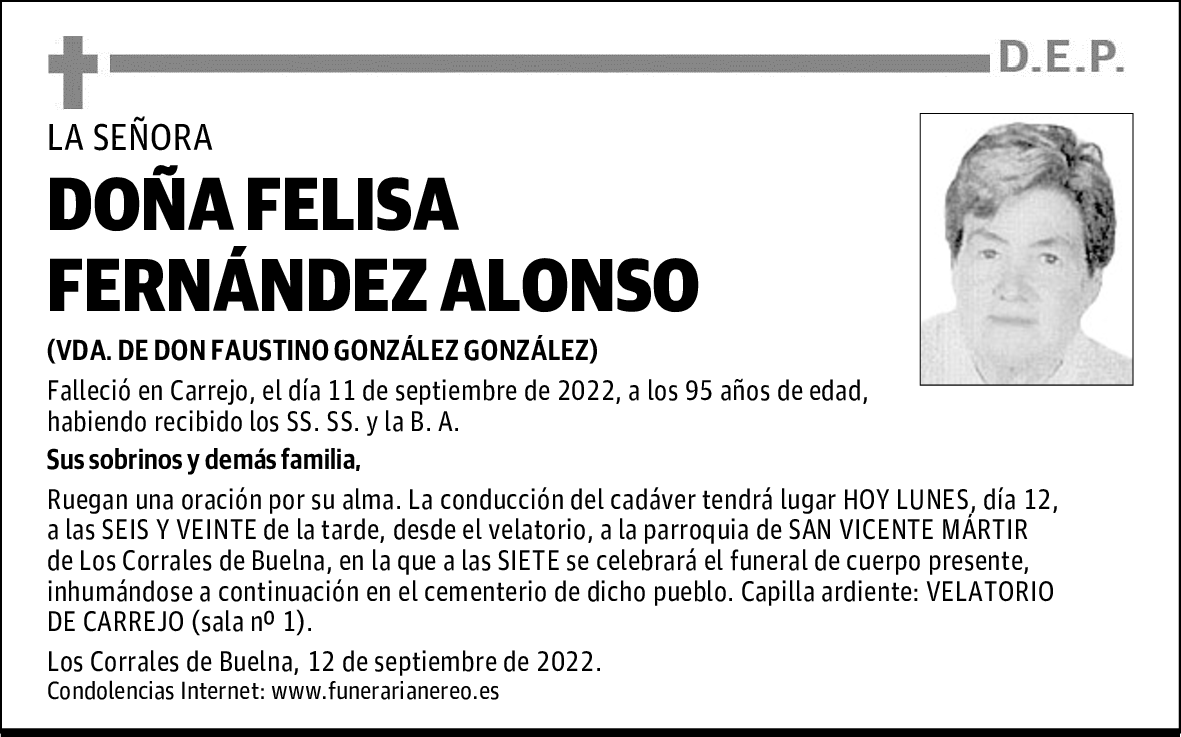 DOÑA FELISA FERNÁNDEZ ALONSO