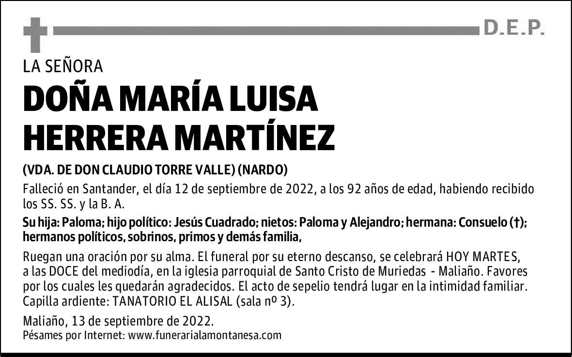 DOÑA MARÍA LUISA HERRERA MARTÍNEZ