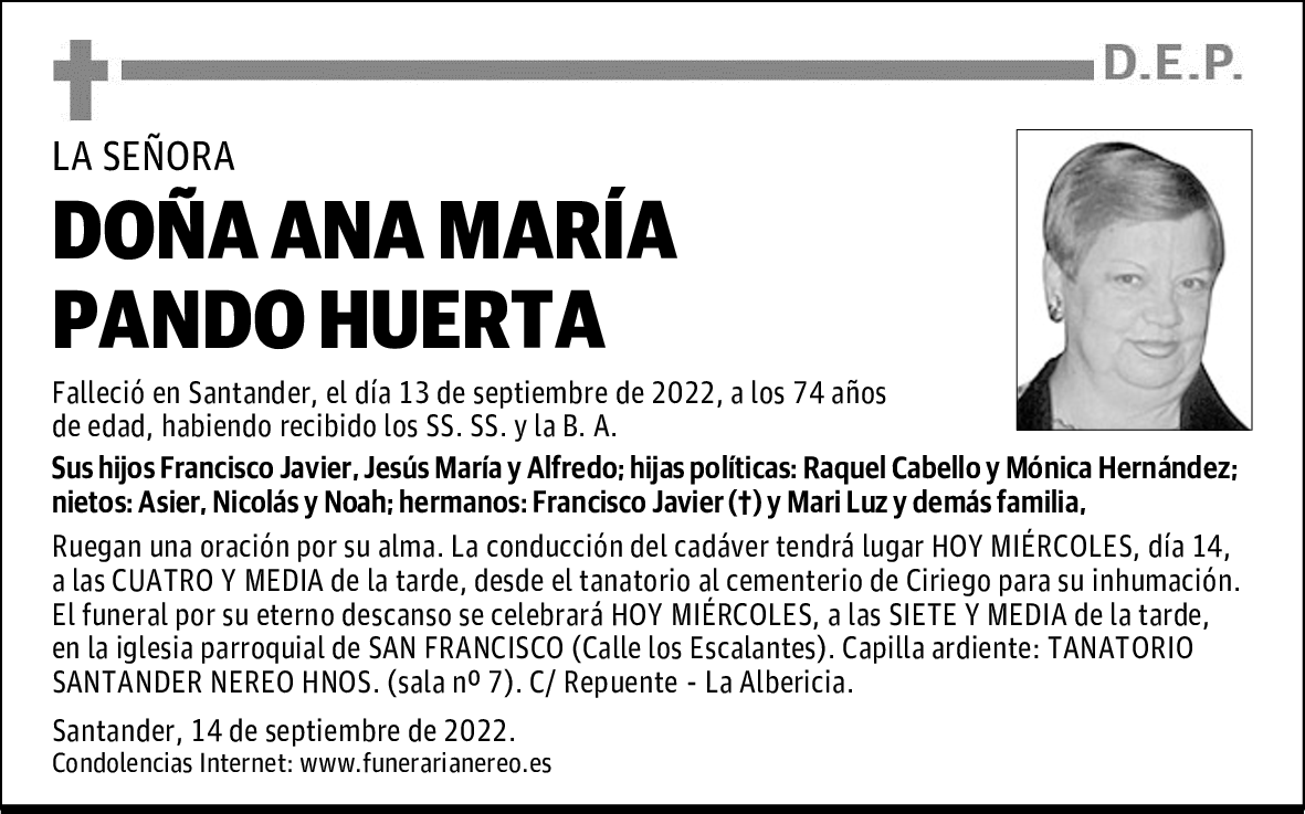 DOÑA ANA MARÍA PANDO HUERTA