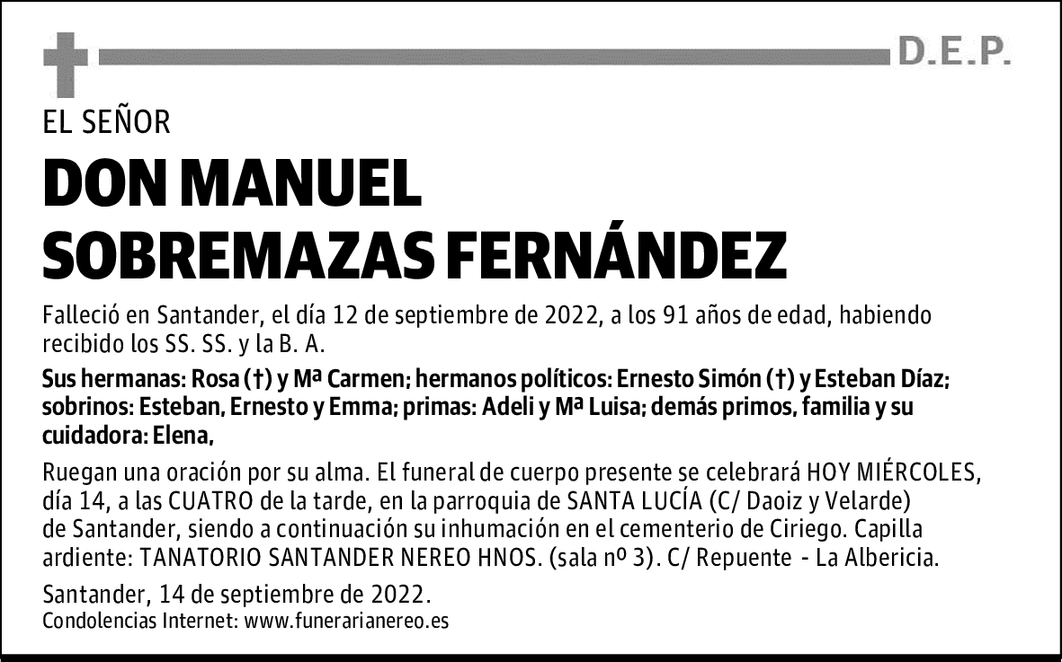 DON MANUEL SOBREMAZAS FERNÁNDEZ
