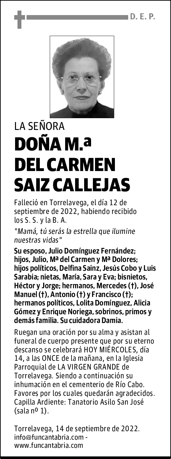 DOÑA M.ª DEL CARMEN SAIZ CALLEJAS