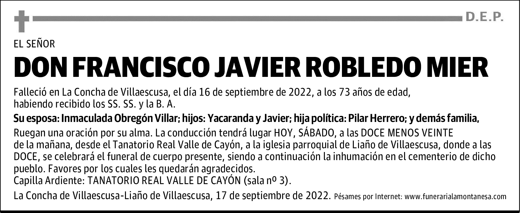 DON FRANCISCO JAVIER ROBLEDO MIER