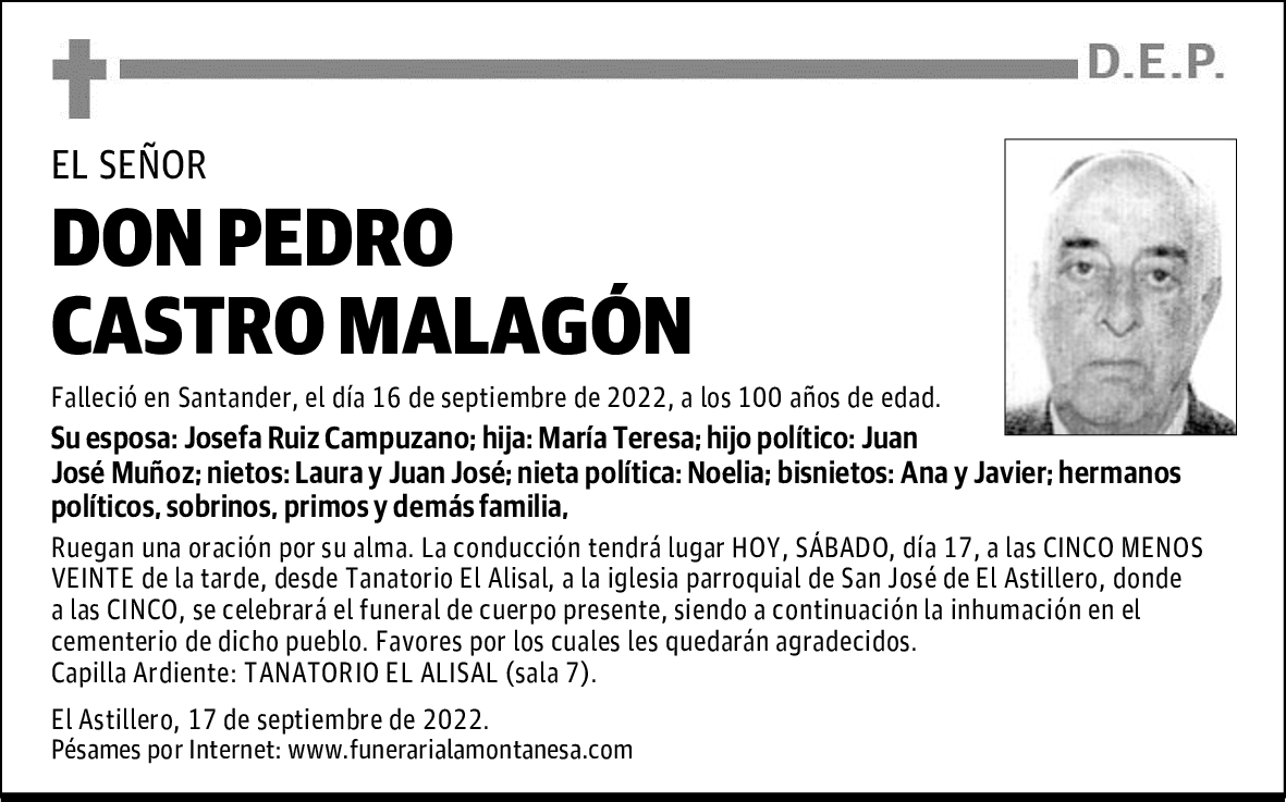 DON PEDRO CASTRO MALAGÓN