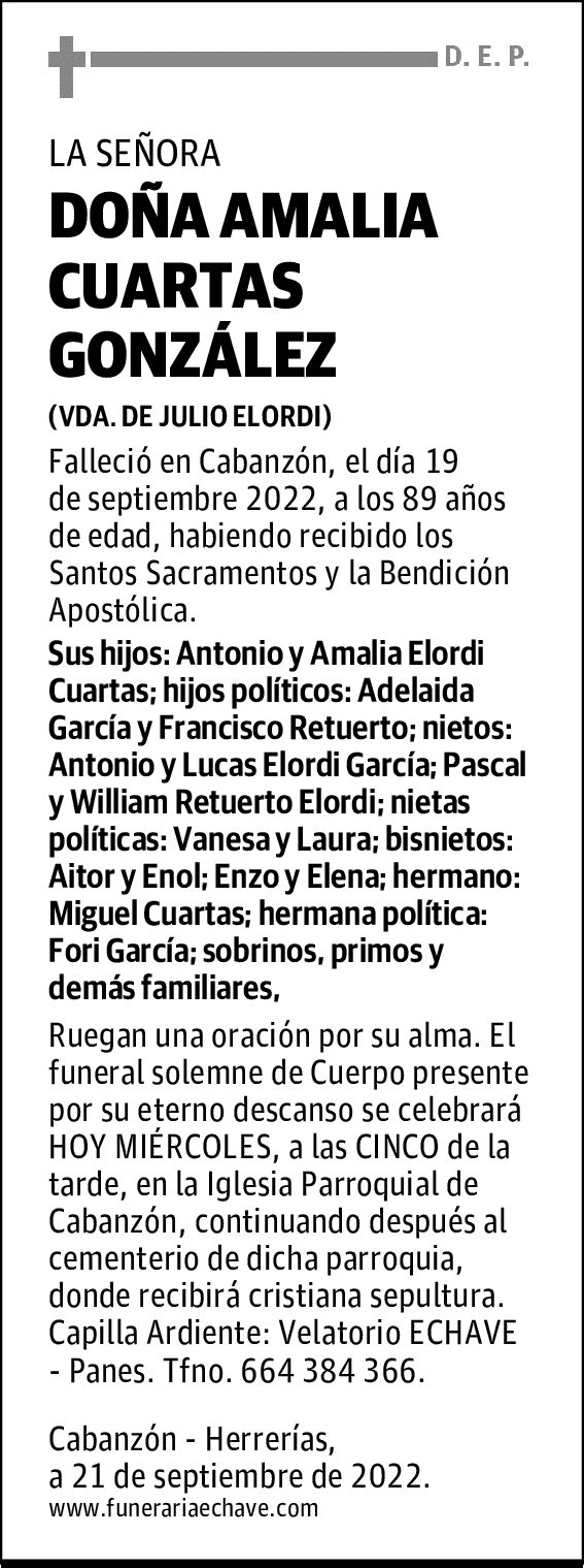 DOÑA AMALIA CUARTAS GONZÁLEZ