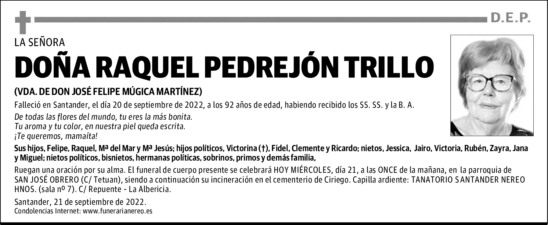 DOÑA RAQUEL PEDREJÓN TRILLO