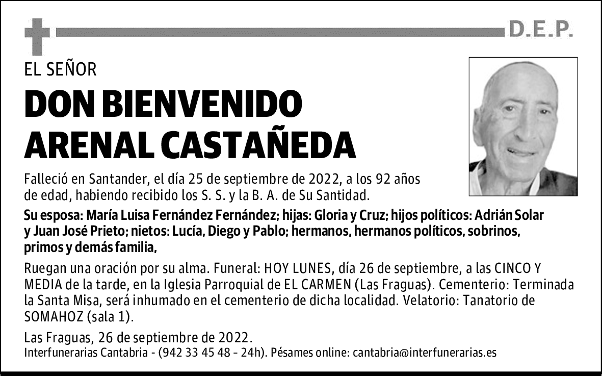 DON BIENVENIDO ARENAL CASTAÑEDA