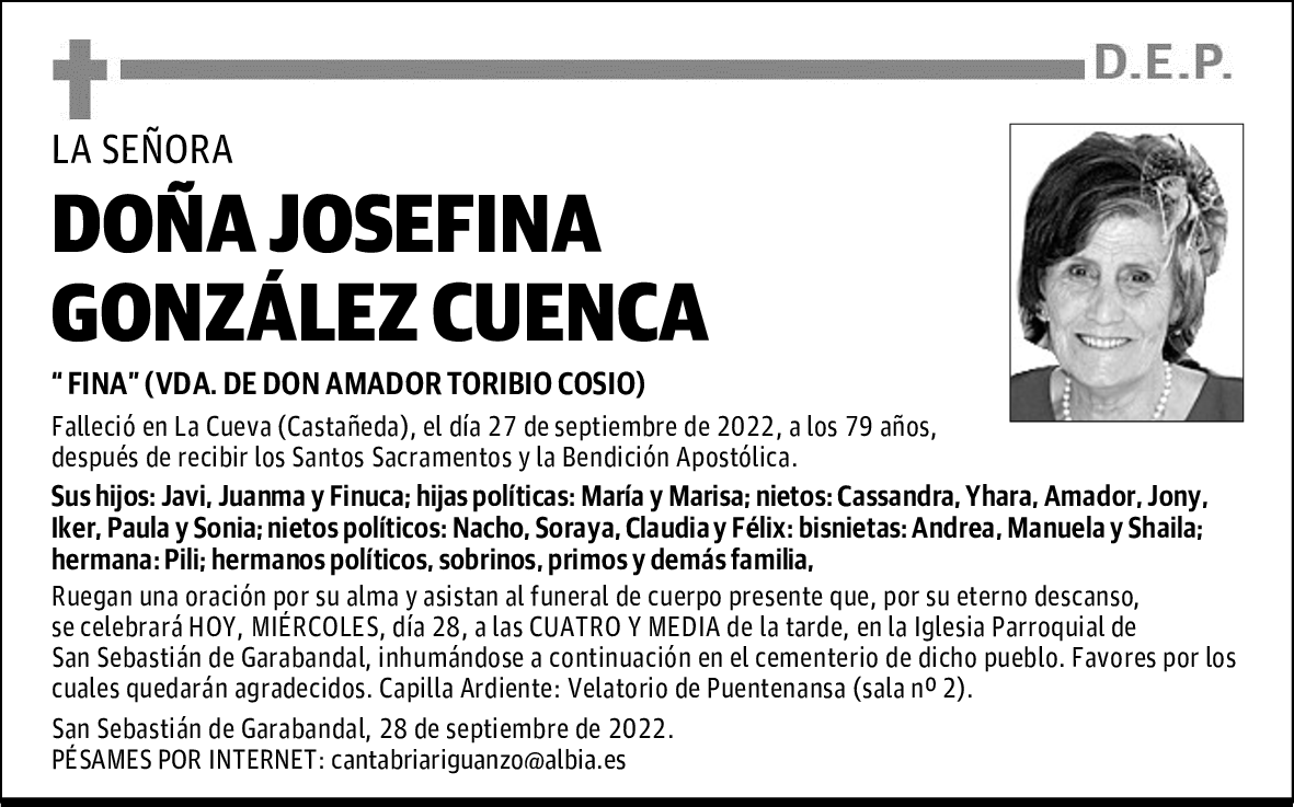 DOÑA JOSEFINA GONZÁLEZ CUENCA