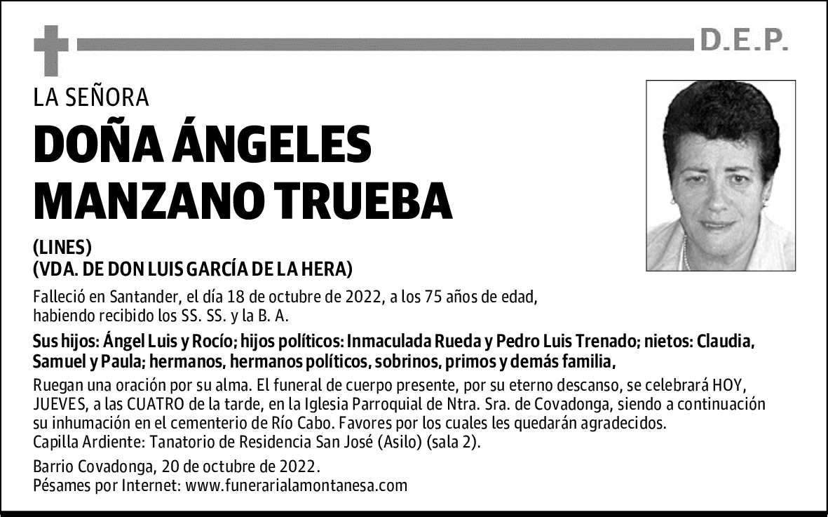 DOÑA ÁNGELES MANZANO TRUEBA