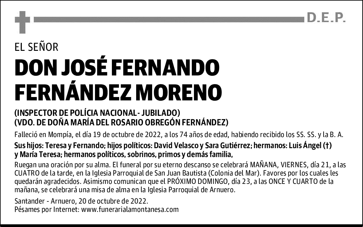 DON JOSÉ FERNANDO FERNÁNDEZ MORENO