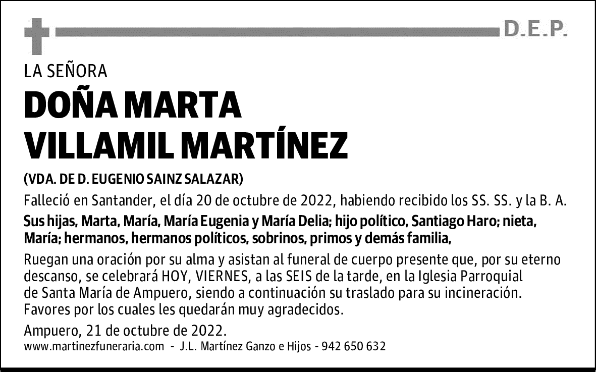 DOÑA MARTA VILLAMIL MARTÍNEZ