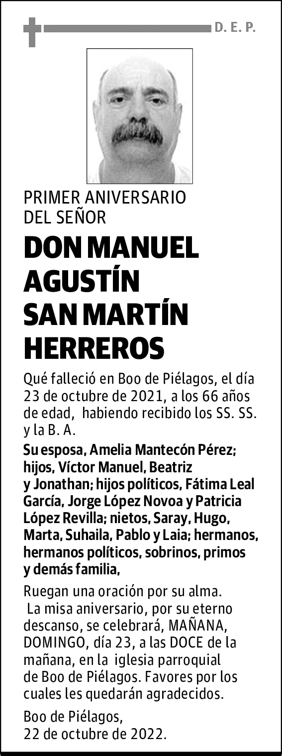DON MANUEL AGUSTÍN SAN MARTÍN HERREROS