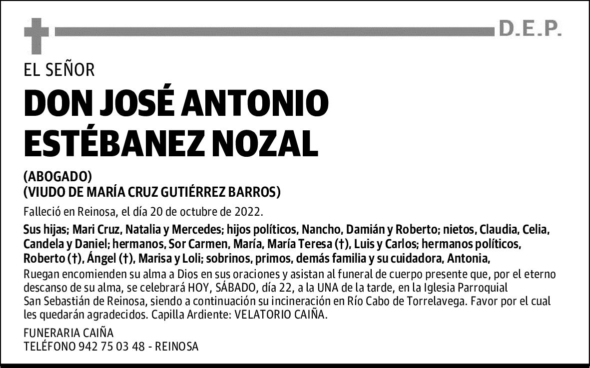 DON JOSÉ ANTONIO ESTÉBANEZ NOZAL