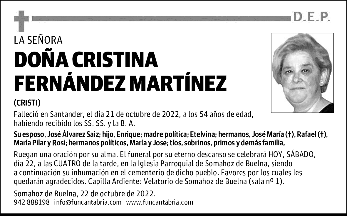 DOÑA CRISTINA FERNÁNDEZ MARTÍNEZ
