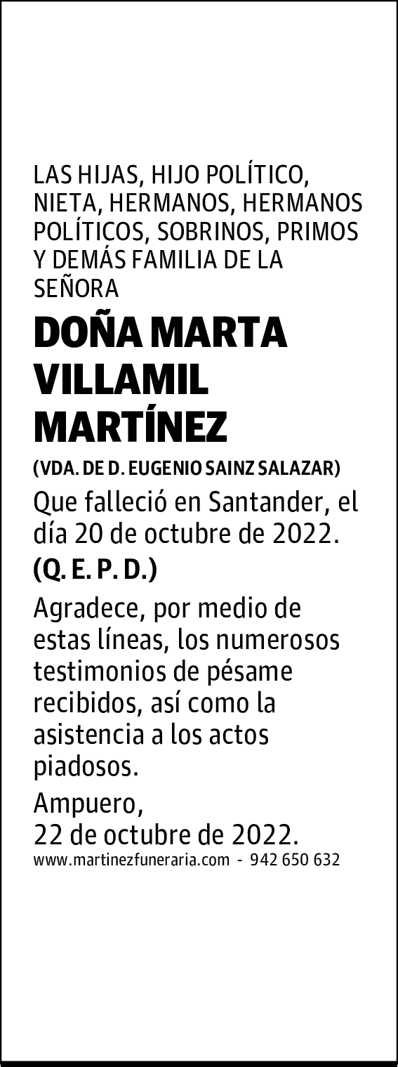 DOÑA MARTA VILLAMIL MARTÍNEZ