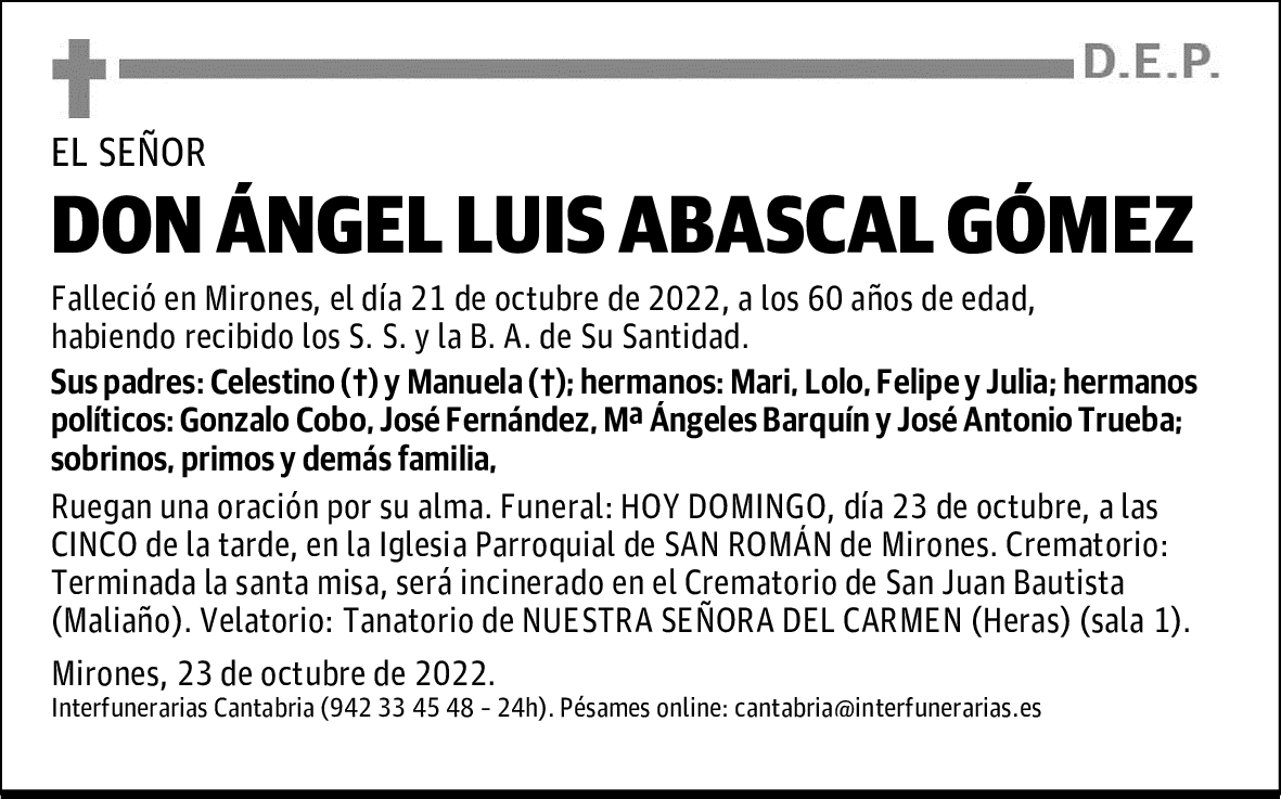 DON ÁNGEL LUIS ABASCAL GÓMEZ