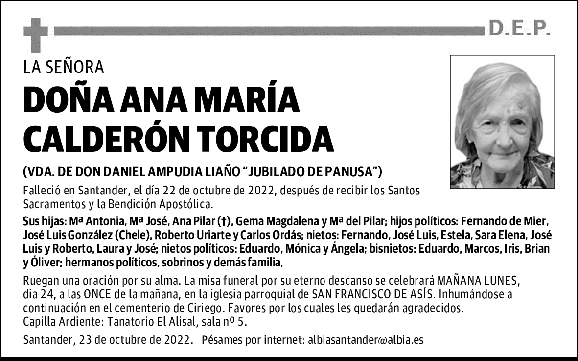 DOÑA ANA MARÍA CALDERÓN TORCIDA