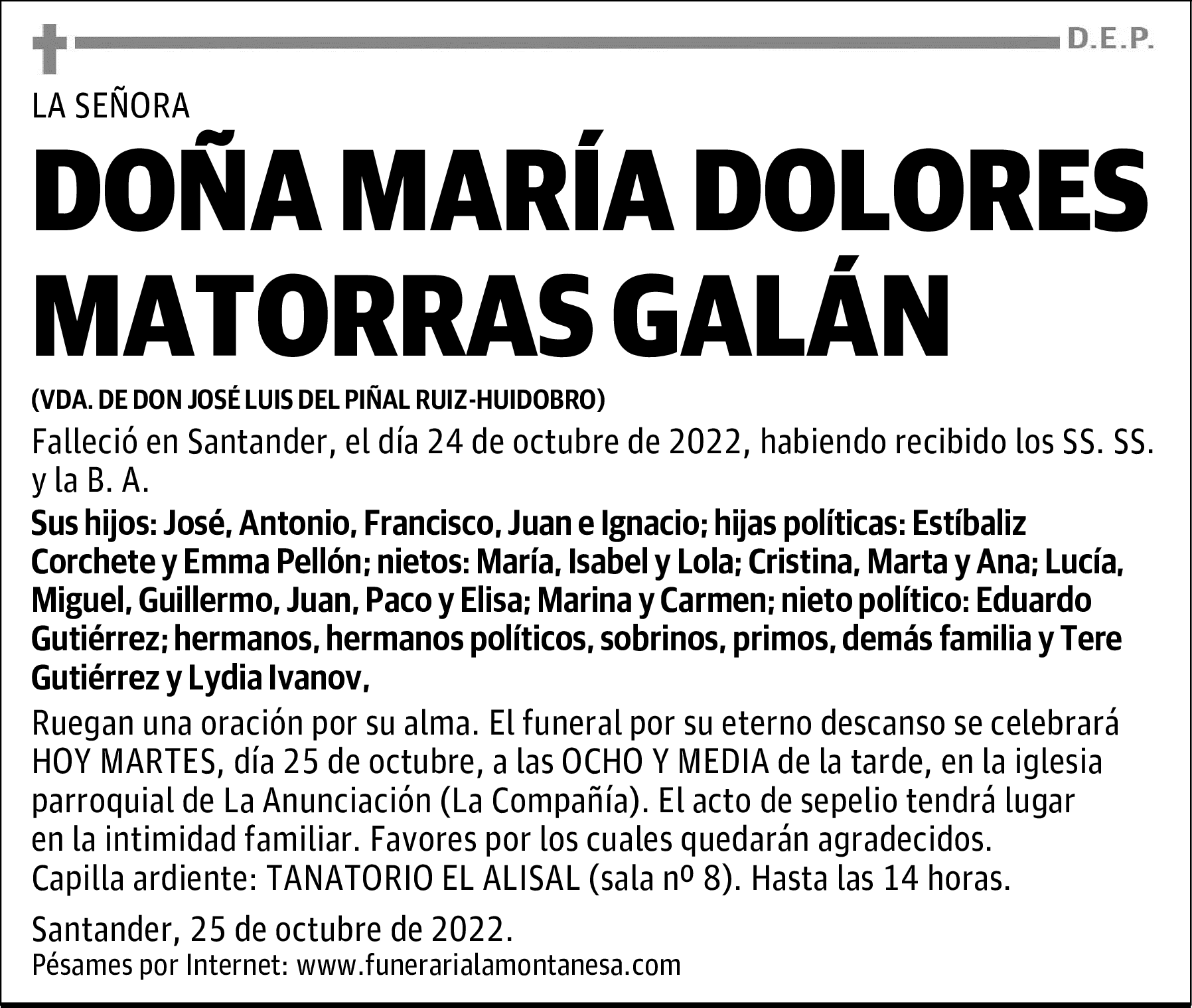 DOÑA MARÍA DOLORES MATORRAS GALÁN