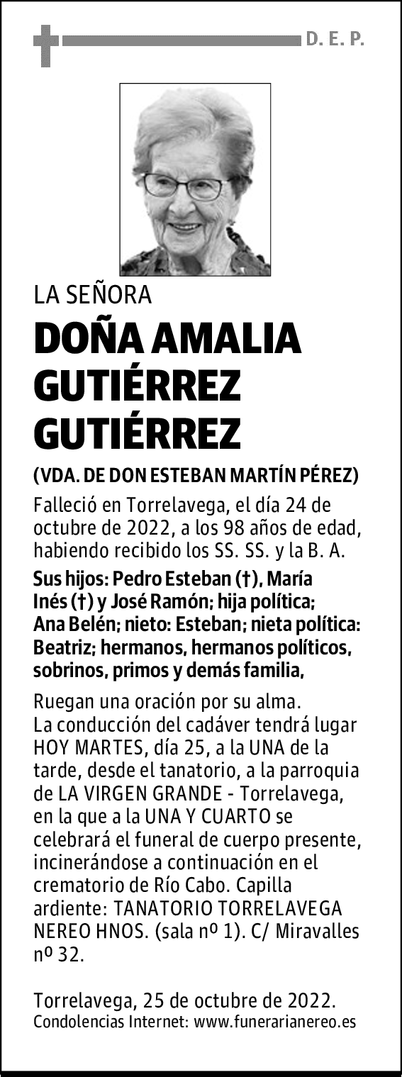 DOÑA AMALIA GUTIÉRREZ GUTIÉRREZ