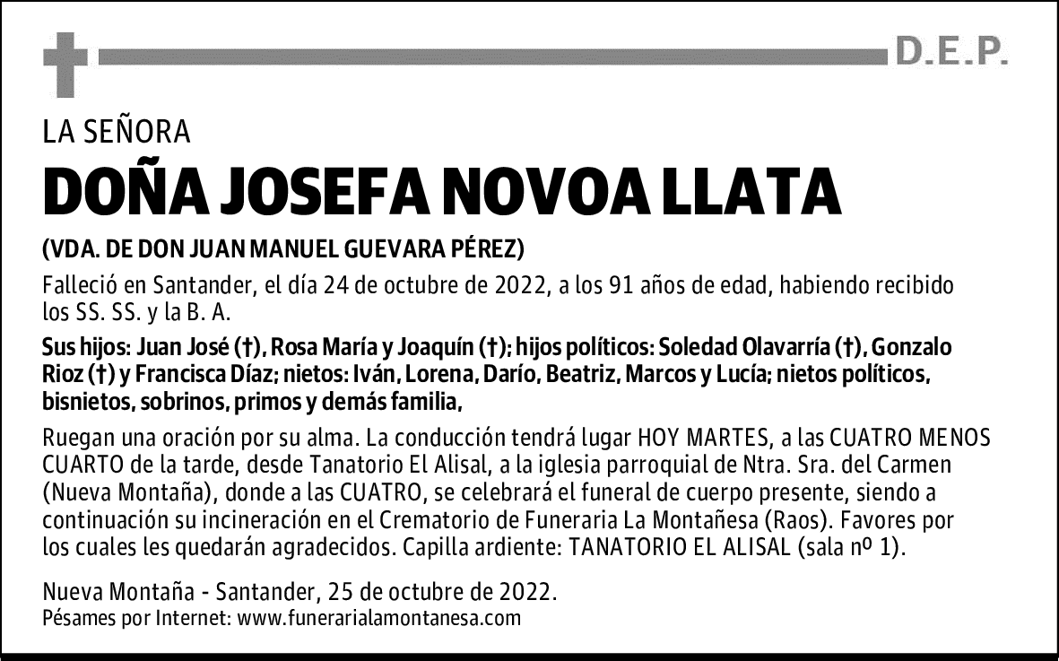 DOÑA JOSEFA NOVOA LLATA