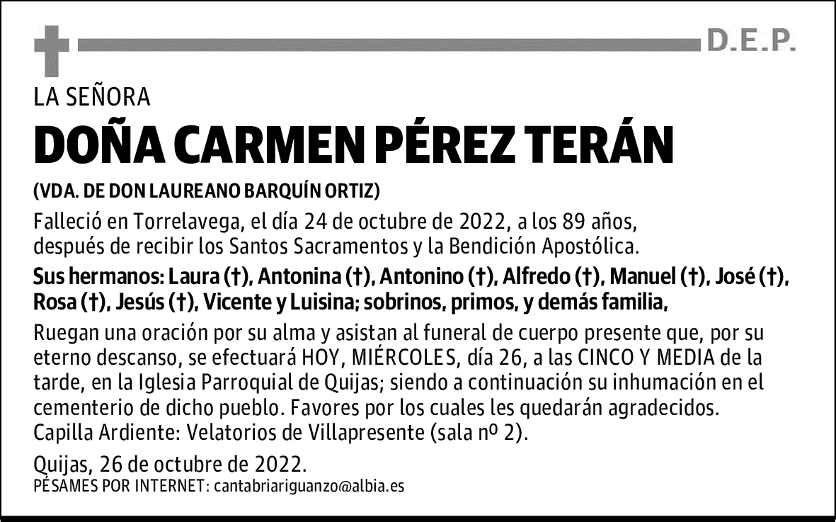 DOÑA CARMEN PÉREZ TERÁN