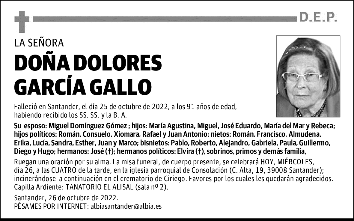 DOÑA DOLORES GARCÍA GALLO