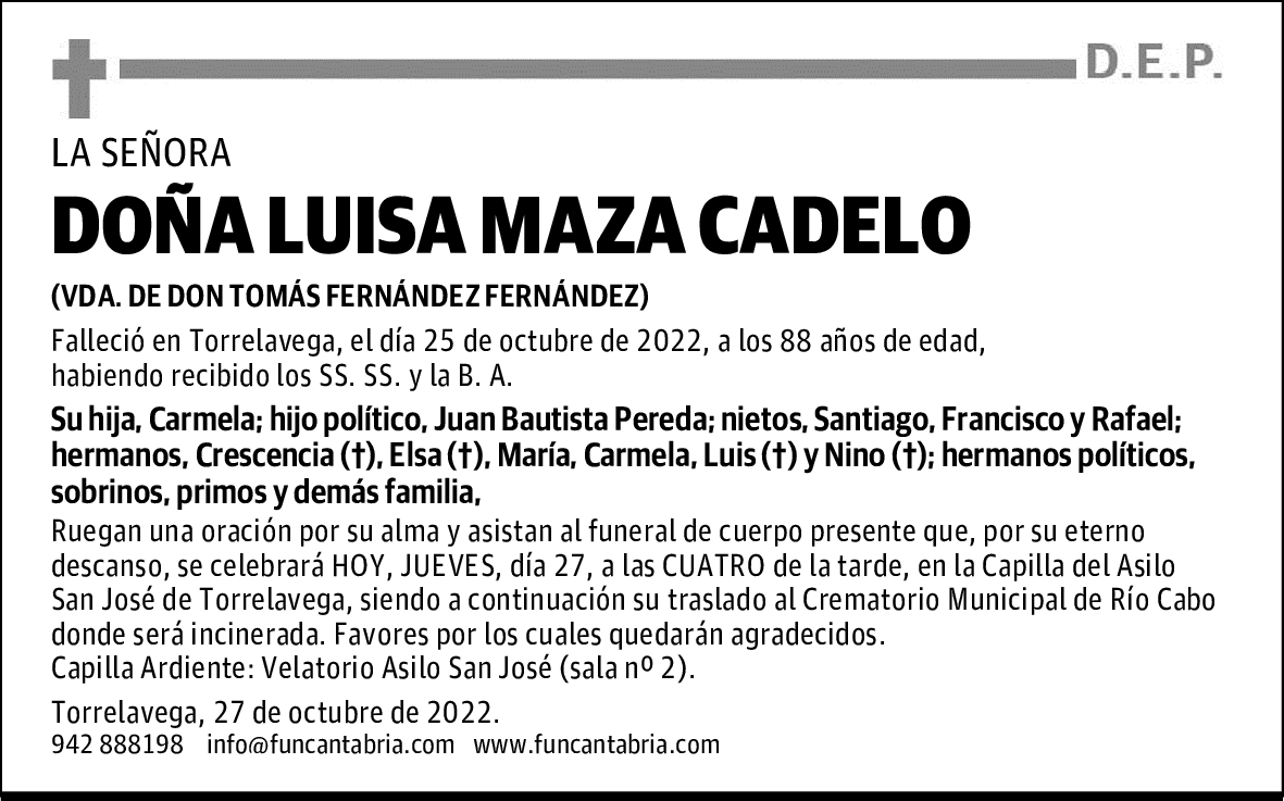 DOÑA LUISA MAZA CADELO
