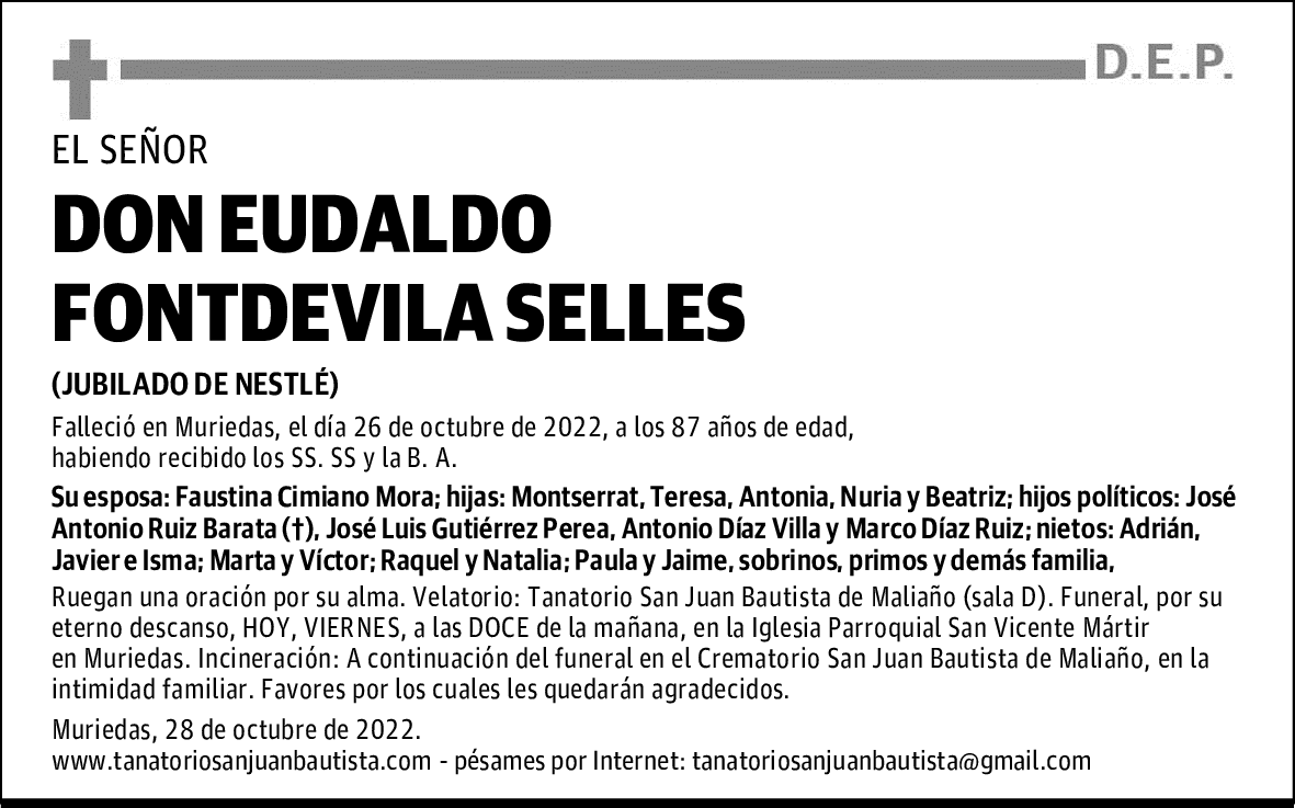 DON EUDALDO FONTDEVILA SELLES