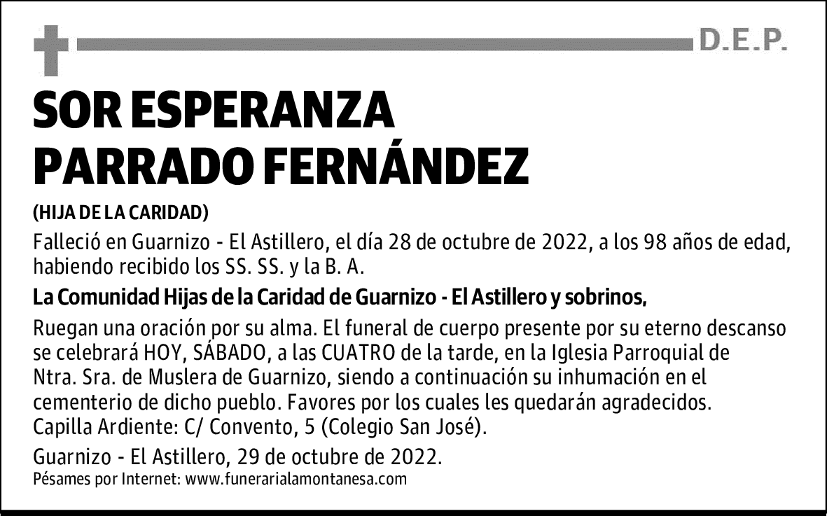 SOR ESPERANZA PARRADO FERNÁNDEZ
