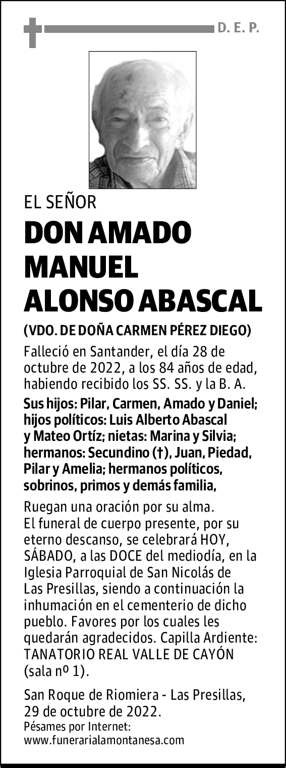 DON AMADO MANUEL ALONSO ABASCAL