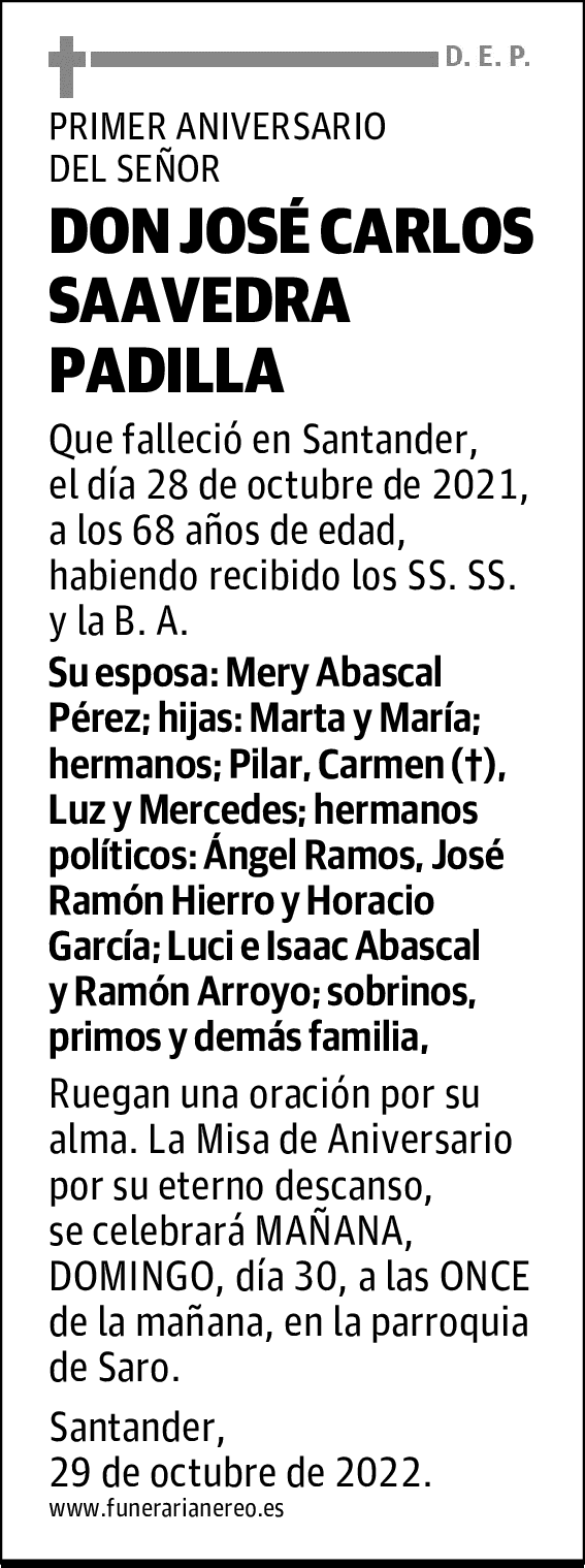 DON JOSÉ CARLOS SAAVEDRA PADILLA