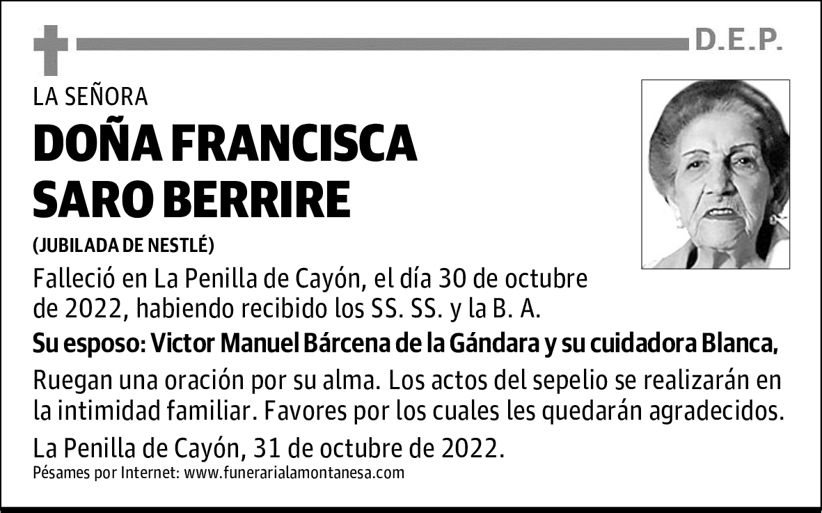 DOÑA FRANCISCA SARO BERRIRE
