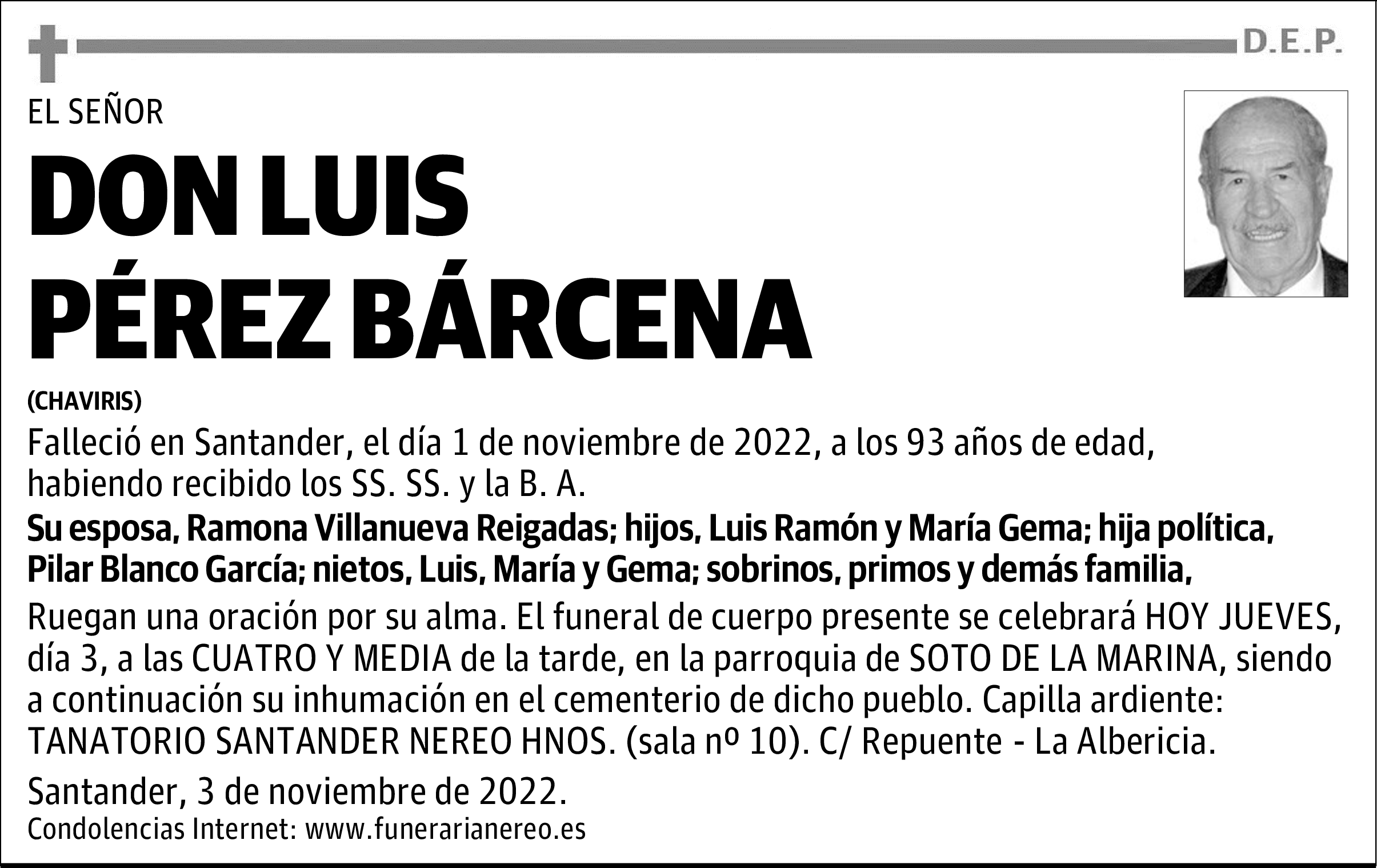 DON LUIS PÉREZ BÁRCENA