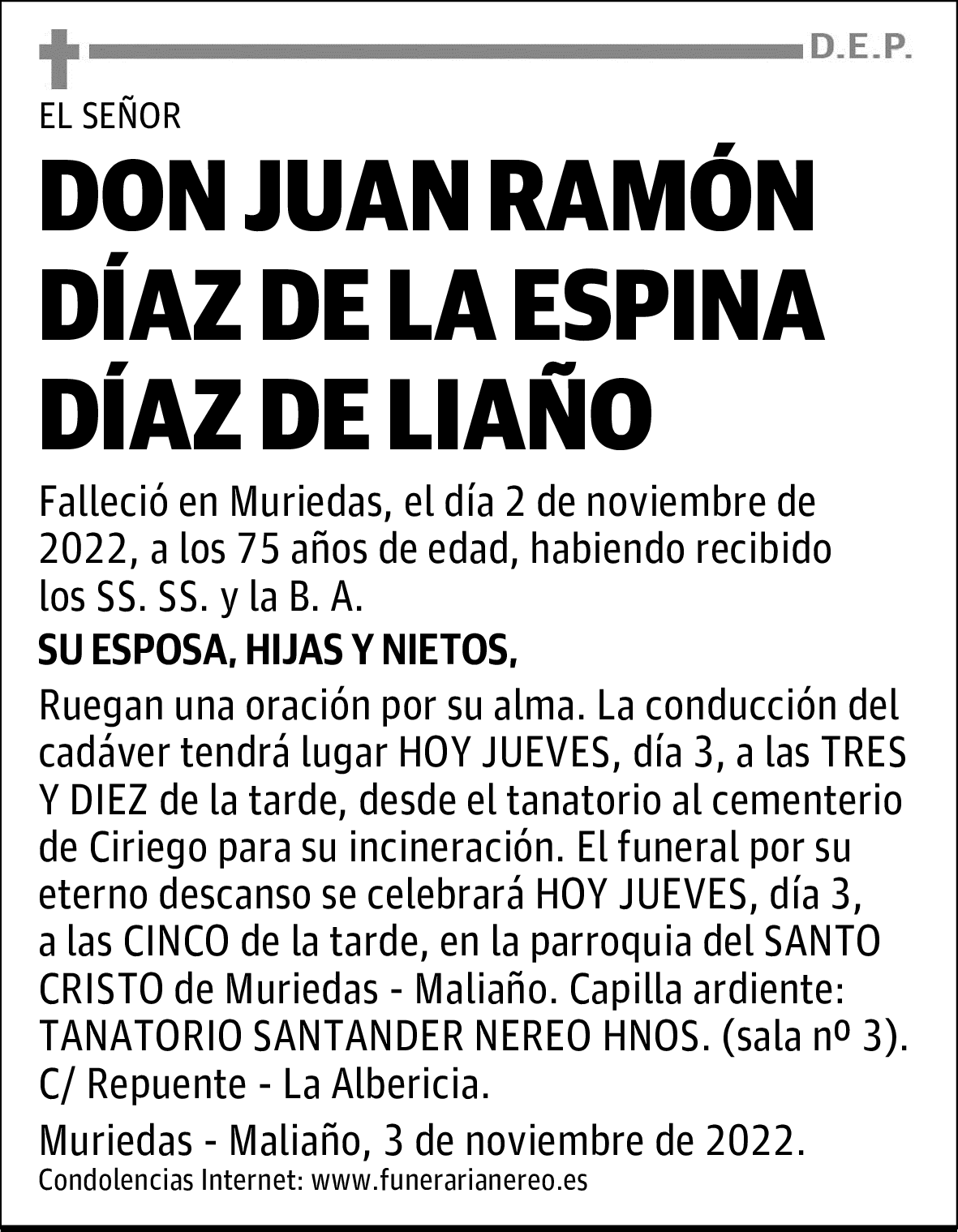DON JUAN RAMÓN DÍAZ DE LA ESPINA DÍAZ DE LIAÑO