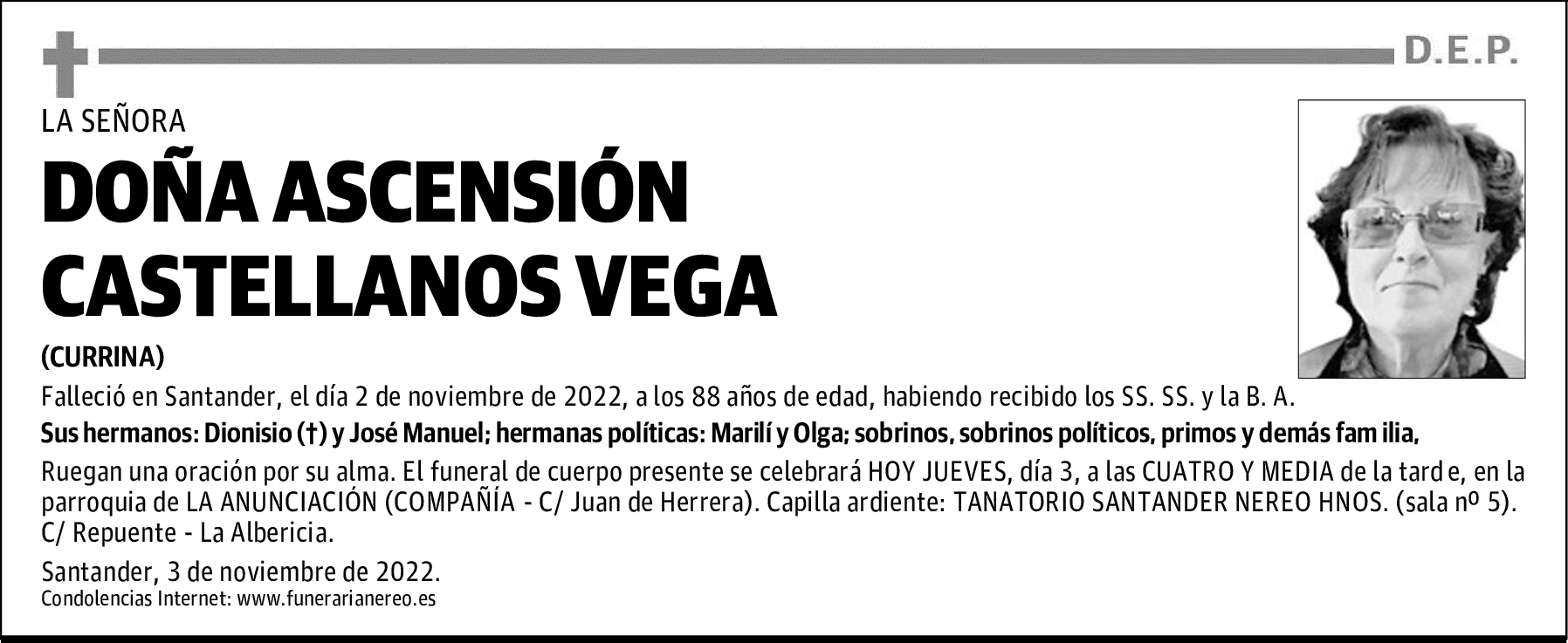 DOÑA ASCENSIÓN CASTELLANOS VEGA